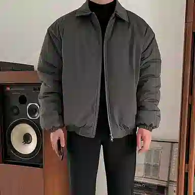 我是大卫 日系翻领高级感休闲轻熟风双拉链棉服 男女同款