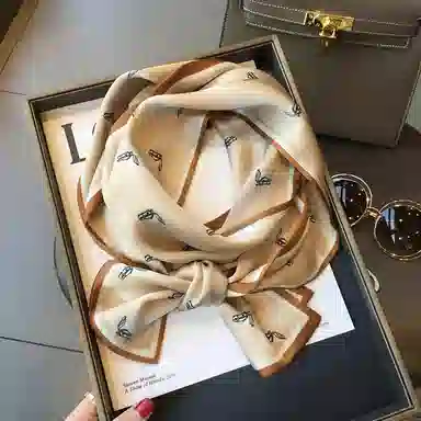 优幽兰 清新淡雅通用搭配衬衫小马图案护颈气质优雅宫廷风高级感穿搭 真丝丝巾围巾纱巾发带飘带 女款