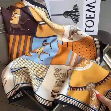 优幽兰 设计感撞色护颈小方巾高级感薄款多功能领巾实用减龄气质 丝巾 女款 礼盒装