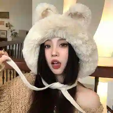 优幽兰 帽子百搭时尚毛线帽软糯可爱针织帽大头围设计感毛绒帽加厚冷帽防保暖包头帽护耳 羊驼毛 绒线帽 女款