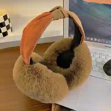 优幽兰 毛绒可爱保暖防风防寒可折叠耳捂户外骑行头戴式耳套睡觉隔音 耳罩 女款