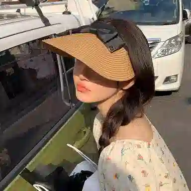 优幽兰 小众大帽檐显脸小户外防紫外线气质优雅旅行穿搭 草编 防晒帽 女款
