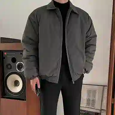 我是大卫 日系翻领高级感休闲轻熟风双拉链棉服 男女同款