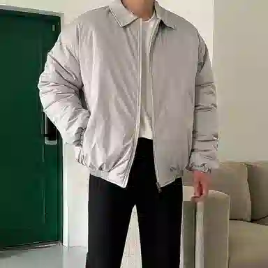 我是大卫 日系翻领高级感休闲轻熟风双拉链棉服 男女同款