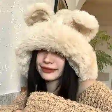 优幽兰 帽子百搭时尚毛线帽软糯可爱针织帽大头围设计感毛绒帽加厚冷帽防保暖包头帽护耳 羊驼毛 绒线帽 女款