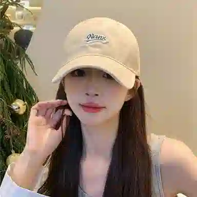 优幽兰 时尚百搭小众设计感大头围显脸小户外休闲简约字母贴布街头潮流校园风穿搭 棉 鸭舌帽 男女同款情侣款