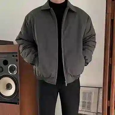 我是大卫 日系翻领高级感休闲轻熟风双拉链棉服 男女同款