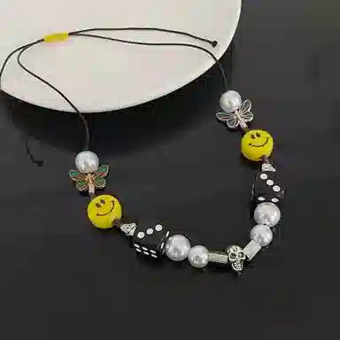 琅风 蝴蝶笑脸链饰搞怪设计感百搭休闲长度可调节 钛钢 项链 男女同款情侣款