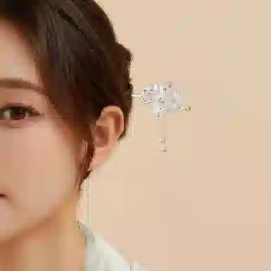 奥斯坦汀 海棠醉日流苏步摇清冷感古风新中式 铜 发簪 女款