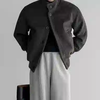 我是大卫 加厚立领毛呢宽松百搭保暖夹克外套 男女同款