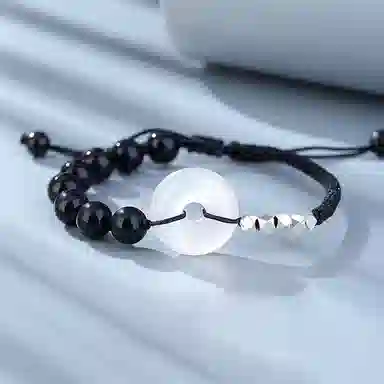 琅风 碎碎白玉扣手饰简约国风气质高级 玉髓 玉石手链 男款