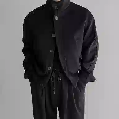 我是大卫 加厚立领毛呢宽松百搭保暖夹克外套 男女同款