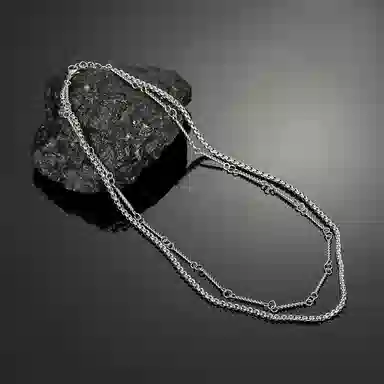 琅风 双层竹节链饰质感百搭高级气质可调节 钛钢 项链 男款