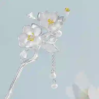 奥斯坦汀 海棠醉日流苏步摇清冷感古风新中式 铜 发簪 女款