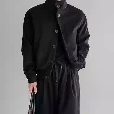 我是大卫 加厚立领毛呢宽松百搭保暖夹克外套 男女同款