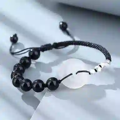 琅风 碎碎白玉扣手饰简约国风气质高级 玉髓 玉石手链 男款