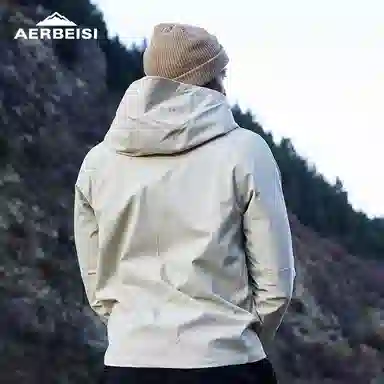 阿尔卑斯 软壳户外护颈充气枕连帽休闲外套三防夹克冲锋衣 男女同款