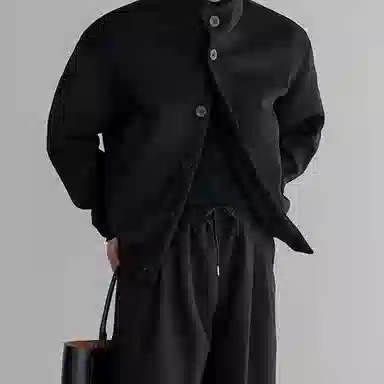 我是大卫 加厚立领毛呢宽松百搭保暖夹克外套 男女同款