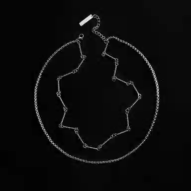 琅风 双层竹节链饰质感百搭高级气质可调节 钛钢 项链 男款