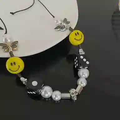 琅风 蝴蝶笑脸链饰搞怪设计感百搭休闲长度可调节 钛钢 项链 男女同款情侣款