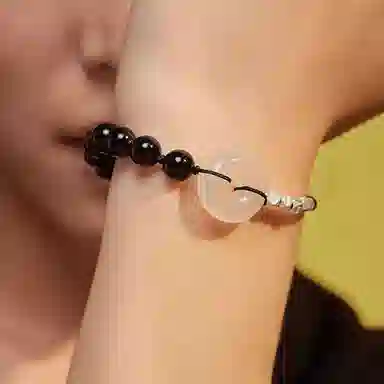 琅风 碎碎白玉扣手饰简约国风气质高级 玉髓 玉石手链 男款