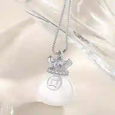 陌阡雪 福袋吊坠小众轻奢高级感福气满满财源滚滚精致复古气质优雅招财转运平安纳福#好运 玉髓 项链 男女同款情侣款