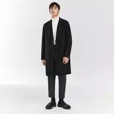 PEACEBIRD MEN Embroidered Double-Sided Long Coat