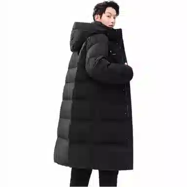 鸭鸭 长款连帽过膝加厚通勤学院时尚百搭休闲羽绒服 男女同款
