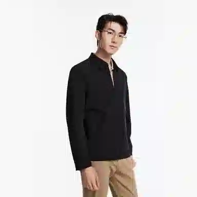 九牧王男裤专家 弹性舒适 时尚有型 简约干练 翻领夹克外套 男款 藏青