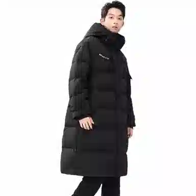 鸭鸭 长款连帽过膝加厚通勤学院时尚百搭休闲羽绒服 男女同款