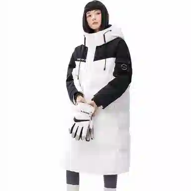 鸭鸭 长款连帽过膝加厚通勤学院时尚百搭休闲羽绒服 男女同款