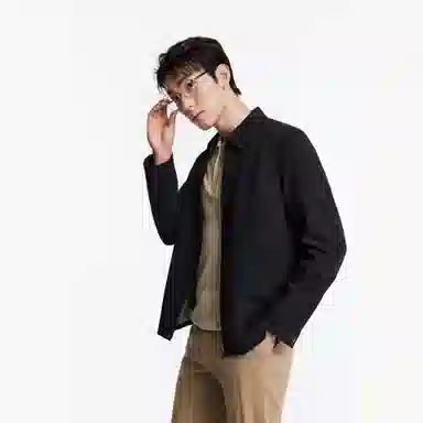 九牧王男裤专家 弹性舒适 时尚有型 简约干练 翻领夹克外套 男款 藏青