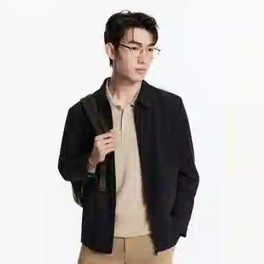 九牧王男裤专家 弹性舒适 时尚有型 简约干练 翻领夹克外套 男款 藏青