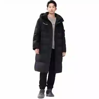 鸭鸭 长款连帽过膝加厚通勤学院时尚百搭休闲羽绒服 男女同款