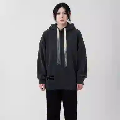 大卫贝肯 美式复古简约百搭休闲宽松套头连帽卫衣 男女同款 黑色