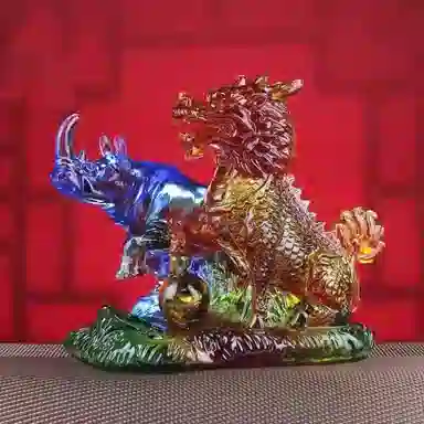 媚之吻 集雅轩宋韶光大师吉祥物生肖属猪头角峥嵘 琉璃 玉石摆件雕件 男女同款情侣款