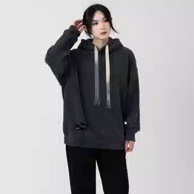 大卫贝肯 美式复古简约百搭休闲宽松套头连帽卫衣 男女同款 黑色