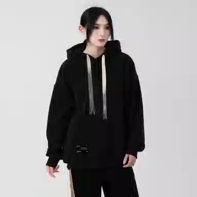 大卫贝肯 美式复古简约百搭休闲宽松套头连帽卫衣 男女同款 黑色