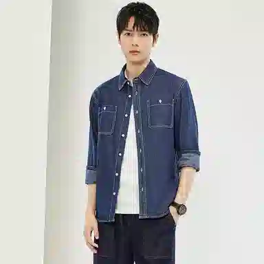 佐丹奴 时尚潮酷纯色长袖衬衫 男款