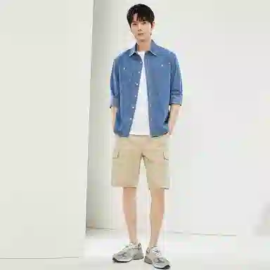 佐丹奴 时尚潮酷纯色长袖衬衫 男款