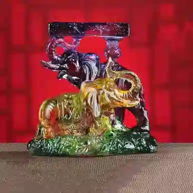 媚之吻 集雅轩宋韶光大师 吉祥物生肖属牛 太平有象 琉璃 摆件 男女同款情侣款