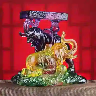 媚之吻 集雅轩宋韶光大师 吉祥物生肖属牛 太平有象 琉璃 摆件 男女同款情侣款