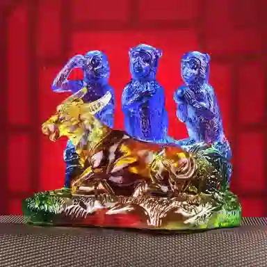 媚之吻 集雅轩宋韶光大师蛇年吉祥物生肖属蛇 牛猴保岁 琉璃 摆件雕件 男女同款情侣款