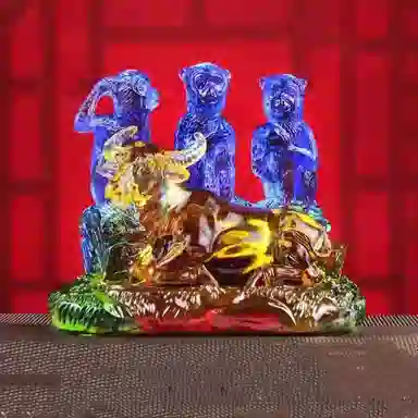 媚之吻 集雅轩宋韶光大师蛇年吉祥物生肖属蛇 牛猴保岁 琉璃 摆件雕件 男女同款情侣款