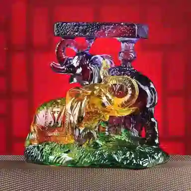 媚之吻 集雅轩宋韶光大师 吉祥物生肖属牛 太平有象 琉璃 摆件 男女同款情侣款