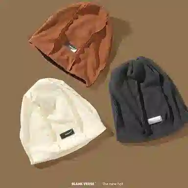 优莲茵 日系金属贴标针织 大头围显脸小时尚街头套 百搭 涤纶 堆堆帽 男女同款情侣款