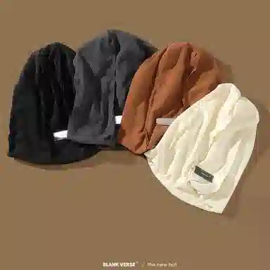 优莲茵 日系金属贴标针织 大头围显脸小时尚街头套 百搭 涤纶 堆堆帽 男女同款情侣款