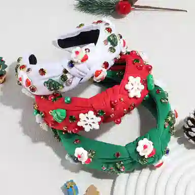 彤彤兔 时尚个性雪花树水钻打结百搭 布料 发箍 女款