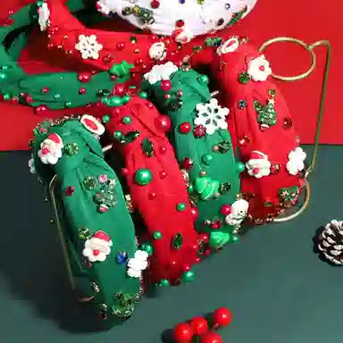 彤彤兔 时尚个性雪花树水钻打结百搭 布料 发箍 女款