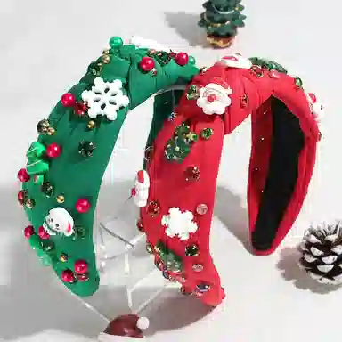 彤彤兔 时尚个性雪花树水钻打结百搭 布料 发箍 女款